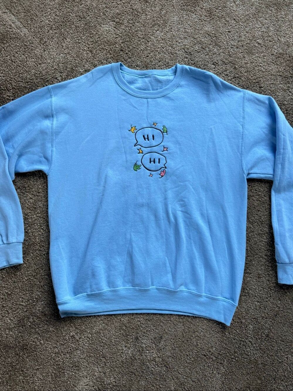 Men's Blue Heartstoppers Crew Neck Fleece Long Sleeve Pullover Sweater Large